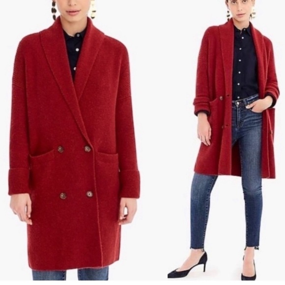 J. Crew Sweaters - J. Crew Double Breasted Cardigan Jacket Alpaca Wool Blend Red